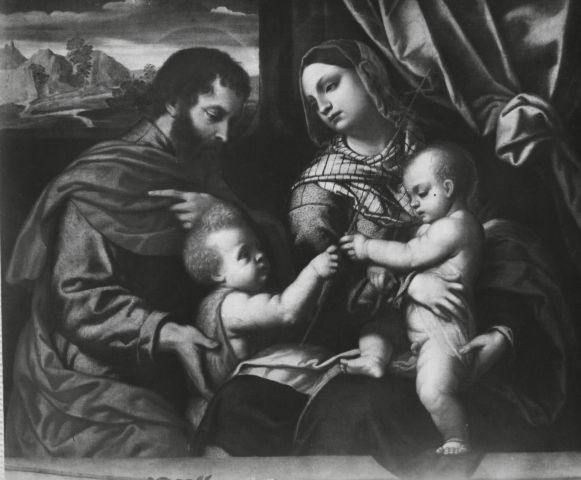 Anonimo — Bonvicino Alessandro - sec. XVI - Sacra Famiglia con san Giovannino — insieme